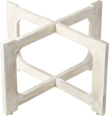 Produktbild von Klapptisch Untergestell Cadiz Weiß 80cm | klappbarer Tablettständer aus massivem Holz | handgefertigtes Untergestell mit Moucharabia Muster | orientalischer Tabletttisch Shabby Weiß