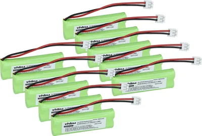 Produktbild von vhbw 10x Akku kompatibel mit Tevion MD82622 schnurlos Festnetz Telefon (500 mAh, 2,4 V, NiMH)