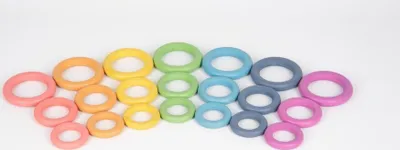 Obrázok produktu pre Tickit Rainbow Wooden Rings, 0,8 rok / roky, Drevo, Viacfarebný
