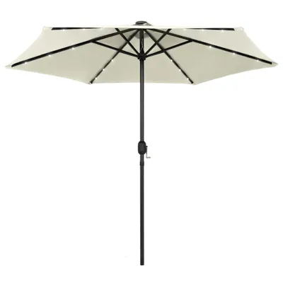 Image de vidaXL Parasol avec éclairage LED et mât en aluminium 270 cm blanc sable