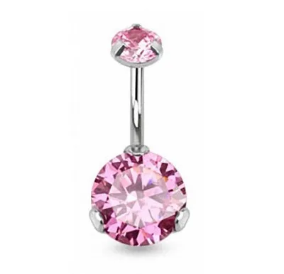 Produktbild von Taffstyle Bauchnabelpiercing Bauchnabelpiercing Schmuck Stecker Doppel Kristall Kugel Innengewinde, Rosa