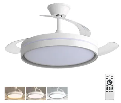 Productafbeelding van Plafondventilator Wit - Met LED Verlichting - 107x107x45 cm - Voor Binnen - Afstandsbediening