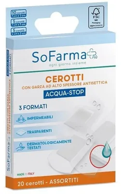 Immagine prodotto di Cerotto Acquastop Assortiti 20 Pezzi Sofarmapiu'