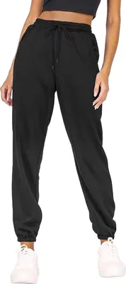 Produktbild von ASKSA Women's Jogging Bottoms Sweatpants Comfortable Long High Waist Sports Trousers with Pockets, Schwarz, XXL