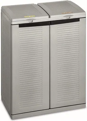 Immagine prodotto di Contenitore per la raccolta differenziata per interni ed esterni, a 2 scomparti, 68x39x88,7 cm, grigio, plastica