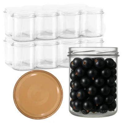Produktbild von Emcor Packaging Glasbehälter 350 ml mit goldenem Deckel 16er Set