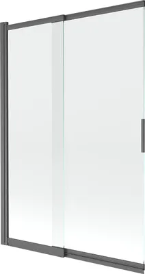 Immagine prodotto di Mexen Fox paravento per vasca da bagno scorrevole a 2 ante 120 x 150 cm, trasparente, grigio canna di fucile spazzolato