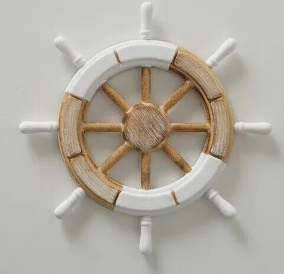 Produktbild von Wandobjekt Nautilus Schiffsteuerrad Holz weiß natur Ø 30 cm