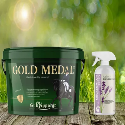 Produktbild von St. Hippolyt Gold Medal 10 kg + Relax Biocare Mückenmilch 500 ml