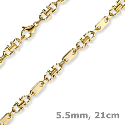 5-5mm-Armband-Platte-Steigbügelkette-585-Gold-21cm