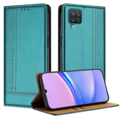 Produktbild von Handyhülle für Samsung Galaxy A12 Leder Flip Klappbare Schutzhülle mit Standfunktion Grün