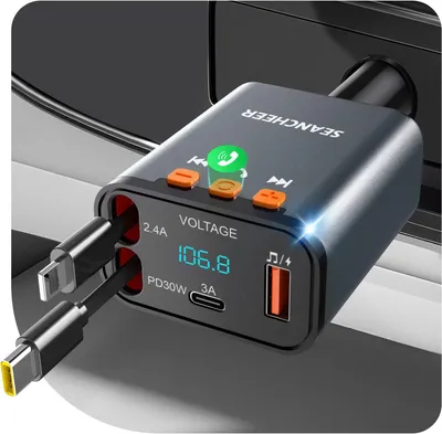 Produktbild von Autoladegerät, Bluetooth, MP3-Einziehkabel, Handy-Ladekabel, Superschnellladen, 4-in-1-Ladekabel
