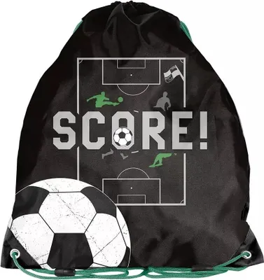 Produktbild von Paso | Sportbeutel Fußball - 45 x 34 cm - Blau-Grün - Robuster Polyester - Ideal für Kinder