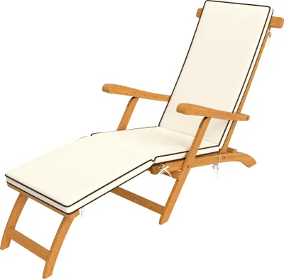 Produktbild von Sonnenliege Holz klappbar Gartenliege mit Fußstütze, Matratze, Liegestuhl bis 160 kg belastbar Teak