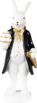 Produktbild von Clayre & Eef Figur Kaninchen 20 cm Schwarz Weiß Polyresin