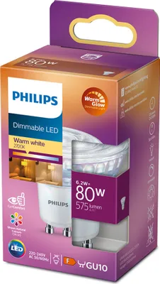 Produktbild von Leuchtmittel Philips GU10 6,2 Watt LED dimmbar 575 Lumen 2700K warm to glow