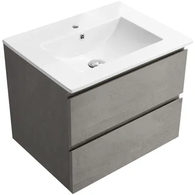 Immagine prodotto di Mobile da bagno Carole + lavabo in Vetroceramica Todo - grigio cemento - 61x50x46,5 cm