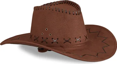 Produktbild von Relaxdays 10024992_746 Cowboyhut Fasching, Westernhut, Erwachsene, im Westernstyle, Karneval, mit Kopfband, Faschingshut, Dunkelbraun, Uni, 48 x 26 x 58 cm