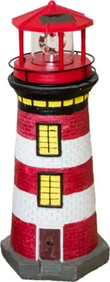 Produktbild von Gartendeko Leuchtturm mit Solar 82 cm, handbemalte Gartenfigur rot,weiß