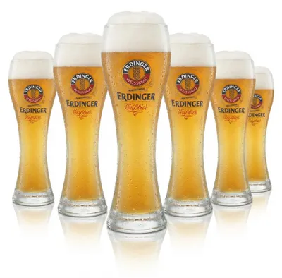 Produktbild von 6x Erdinger Glas 0,3l Weißbier Hefe Weizen Gläser Gastro Geeicht Bräu Brauerei