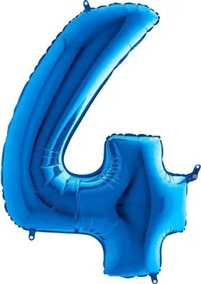 Produktbild von Riesenzahl Folienballon 40"/102cm | Blau Zahl: 4