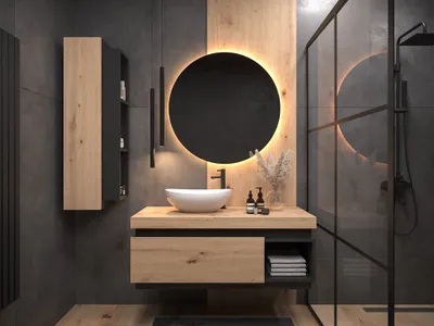 Produktbild von Easy4You Matt Schwarz/Eiche Unterschrank Kaya 100 cm mit Schublade und Ablage + Hängeschrank 30x100 cm Badschrank Badezimmerschrank Seitenschrank