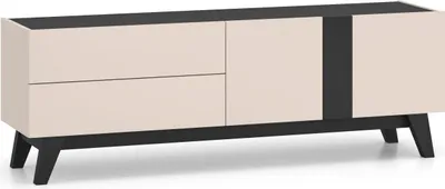 Zdjęcie produktu dla FURNLUX Stojak pod telewizor Freshion beżowo-czarny 160 cm / Kolor główny: beżowy / Wymiary: 160 x 55 x 40 cm