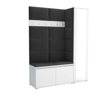 Produktbild von Garderobe LUTON 7 WHITE 16 - Farbe: weiß, moderne Garderobe 40x145x186 cm, funktionelle Lösung für den Flur, Garderobe, Möbel für den Flur,