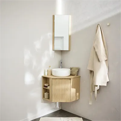 Immagine prodotto di Mobile lavabo angolare + lavabo + rubinetto + mobiletto angolare SORRENTO