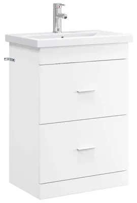 Image de Ensemble de meubles de salle de bain vidaXL, blanc, 61 x 40 x 84,5 cm, aggloméré