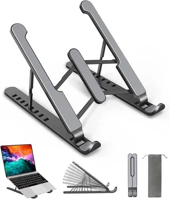 Image de Support ergonomique pour ordinateur portable, noir, en ABS, léger