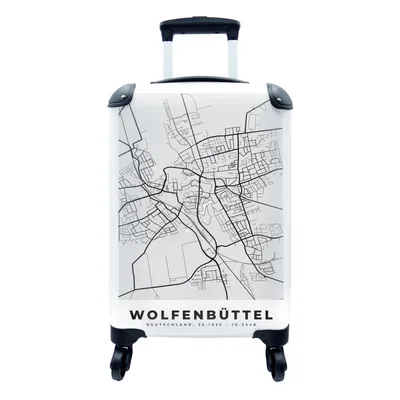 Produktbild von MuchoWow® Koffer Handgepäck Trolley Rollkoffer Kleine Reisekoffer mit 4 Rollen - Stadtplan - Deutschland - Wolfenbüttel - Karte - Cabin Size < 55x40x23 cm & 55x40x20 cm - Fotokoffer - Kabinenkoffer - Boardgepäck - Reise-Box - Reisekoffer - Reisegepäck - Koffer mit Bild - Trolley für Kinder