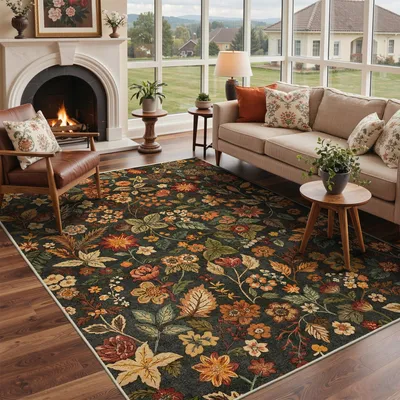 Vintage Teppich 160x230 cm, Anti-Rutsch, Polyester, rechteckig