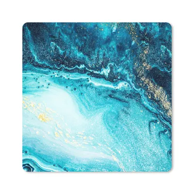 Produktbild von MuchoWow® Mauspad Mousepad Marmoroptik - Blau - Gold - Luxe - Glitzer - Marmor 20x20 cm - Mousepads - Maus Mat - Pad - Mausunterlage - Desk Mat - Bureauartikeln
