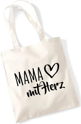 Produktbild von Huuraa Jutebeutel Mama mit Herz 10 Liter Natural Baumwolle Tasche Geschenkidee