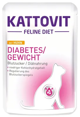 Productafbeelding van Kattovit Diabetes/Gewichtsbeheersing voor katten, kip, zak van 85 gram