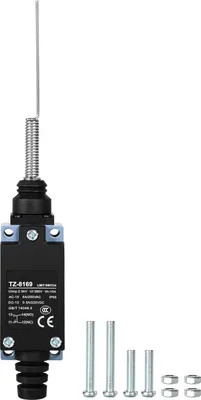 Image de TZ-8169 Interrupteur de fin de course à réarmement automatique avec tige à ressort, universel 1NO+1NC Interrupteur de fin de course momentané AC250V/6A - Robuste et polyvalent