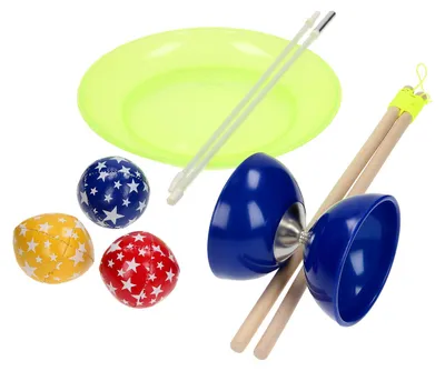 Imagen del producto de Kit de juguetes para malabarismo Eureka Junior: diabolo, platos para malabarismo y pelotas para malabarismo
