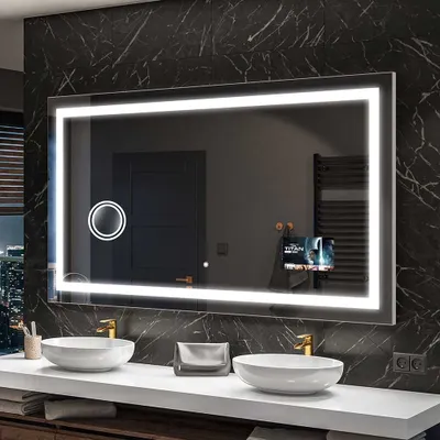 Produktbild von Artforma Badspiegel SMART 150x100 cm - mit LED Beleuchtung - LED Farbe Kaltweiß 7000K - Individuell Nach Maß - Beleuchtet Wandspiegel Lichtspiegel Badezimmerspiegel | Lichtschalter: Touch Schalter |SLED015