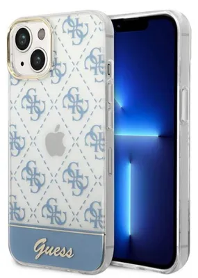 Produktbild von Guess iPhone 14 & 13 Hardcase Backcover - 4G Pattern Script - Blue