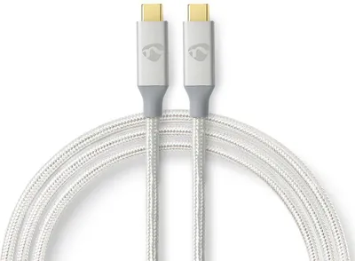 Immagine prodotto di Cavo USB | USB 3.2 Gen 2x2 | USB-C™ Maschio | USB-C™ Maschio | 100 W | 4K@60Hz | 20 Gbps | Placcato oro | 1,00 m | Rotondo | Intrecciato / Nylon | Argento | Scatola con finestra coperta