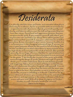 Produktbild von vianmo Blechschild 40x30 cm Desiderata Gedicht Englisch Spruch Zitat