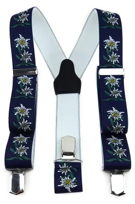 Productafbeelding van Uni bretels Y-vorm met 3 sterke clips - Navy/Groen/Wit/Geel
