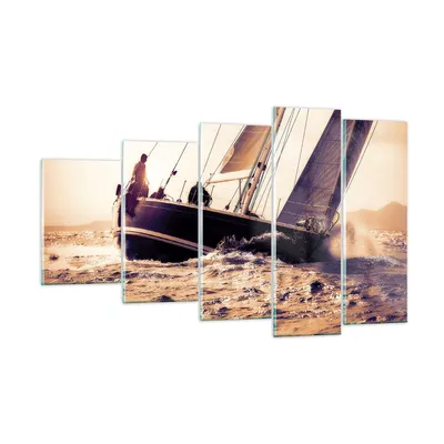 Produktbild von Bilder auf glas - Meer Yacht Welle - 100x60cm - Glasbilder - Wandbilder - Kunstdruck - zum Aufhängen bereit - Wanddekoration aus Glas - Glas Bilder - Wandbild auf Glas - 5 Teile - GEG100x60-3719