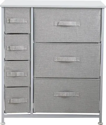 Produktbild von SVITA ARI Metall-Regal mit Stoffschubladen Aufbewahrungsschrank Sideboard Weiß