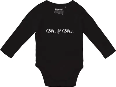 Produktbild von Huuraa Baby Body Mr. & Mrs. Schriftzug 74 Black  Baumwolle Fairtrade Langarmbody Geschenkidee