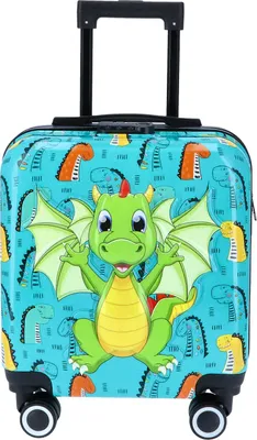 Produktbild von TheTrueC Kindertrolley 4 Rollen Dino  grün