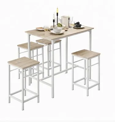 Obrázek produktu pro Sada jídelního stolu do bistra z MDF a kovu se 4 židlemi