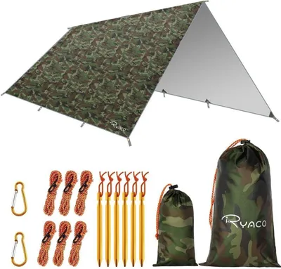 Zdjęcie produktu dla RYACO Tarp 3x4m Wodoodporna plandeka Ultralekki hamak Camping Turystyka piesza