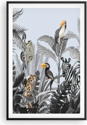 Produktbild von Gerahmtes Poster - Schwarzer Rahmen - Dschungel Tiere Tukane - 61x91,5 cm - Wand Bild - Wanddeko - Wandbilder - Kunstposter - Wandposter - Bilderrahmen - Bilder - Kunstdruck - P2BPA61x91-4662